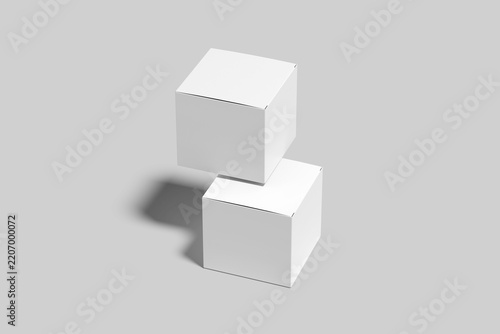 Blank Square Box mockup with white background 3d rendered