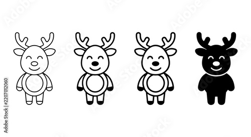 Cute Reindeer Icons, Christmas Vector Graphics, Festive Animal Illustrations, Holiday Design Elements
