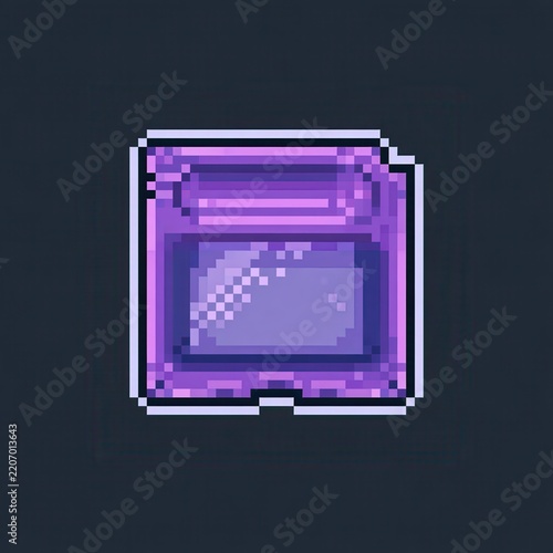 Purple pixel art vintage video game console memory card icon
