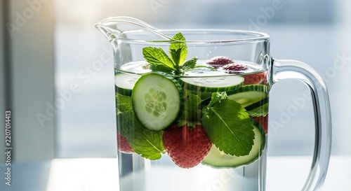 Healthy Infused Water Pitcher with Fresh Spring Ingredients