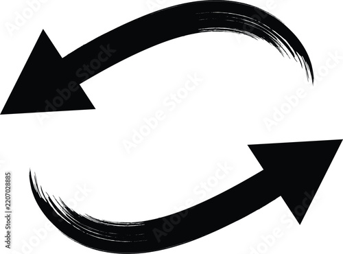 Hand Drawn Circular Arrows Black Brush Stroke Recycle Symbol