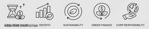 Long-Term Value banner web icon set vector illustration concept with icon of long-term value, growth, sustainability, green finance, and corporate responsibility.