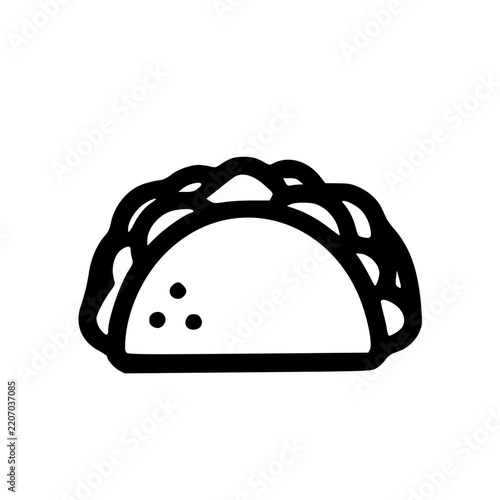 black and white cartoon illustration icon tacos