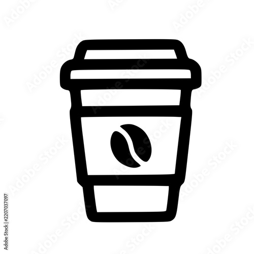 black and white cartoon illustration icon cup a coffee