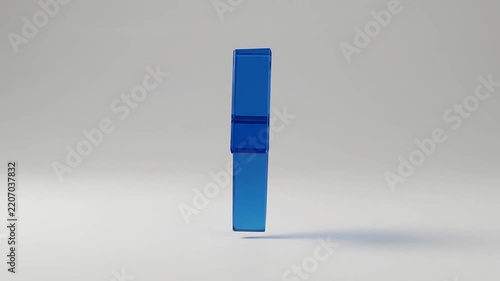 Blue glass lightning bolt rotating against a clean white studio background