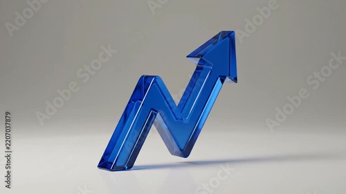 Blue glass zigzag arrow rotating representing business growth
