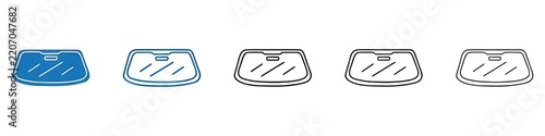 car windscreen icon vector set collection for web. Thin line customizable illustration. Contour symbol. Vector isolated outline drawing. Editable stroke