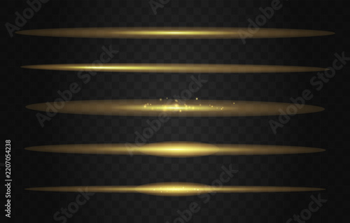 金色のライン状のフレア・光のベクターエフェクトセット　Golden Line flare