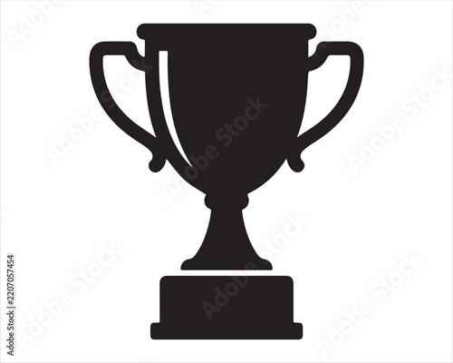 Black silhouette of a championship trophy cup on a pedestal with first place championship competition achievement champion ceremony tournament challenge excellence accomplishment silhouette