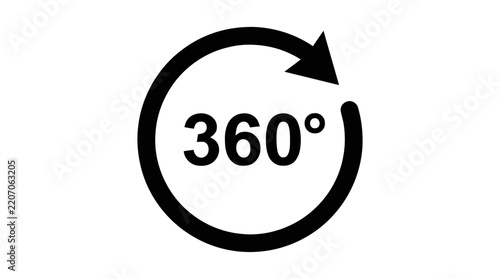 Vector illustration of 360 degrees rotation arrow icon on a transparent background