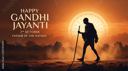 Mahatma Gandhi Jayanti Celebration Poster for Indian National Holiday.