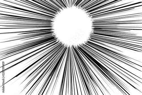 Radiating lines explosion design with central void