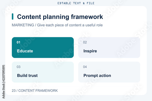 Editable infographics vector for content planning framework with marketing strategy to give content useful roles.