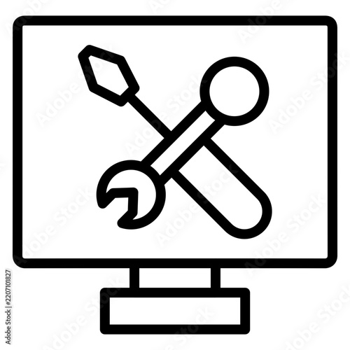 Computer Repair Icons Set – Device Maintenance Vector Symbols
