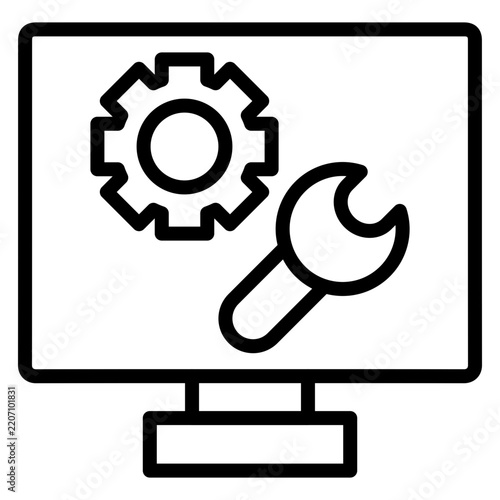Computer Service Icon Set – Technical Maintenance Vector Symbols

