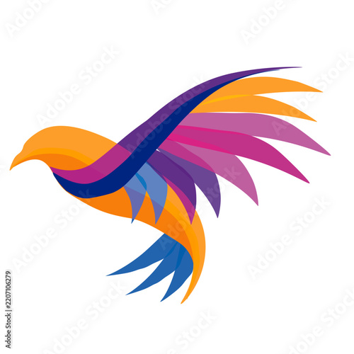 Vibrant flying bird abstract art photo
