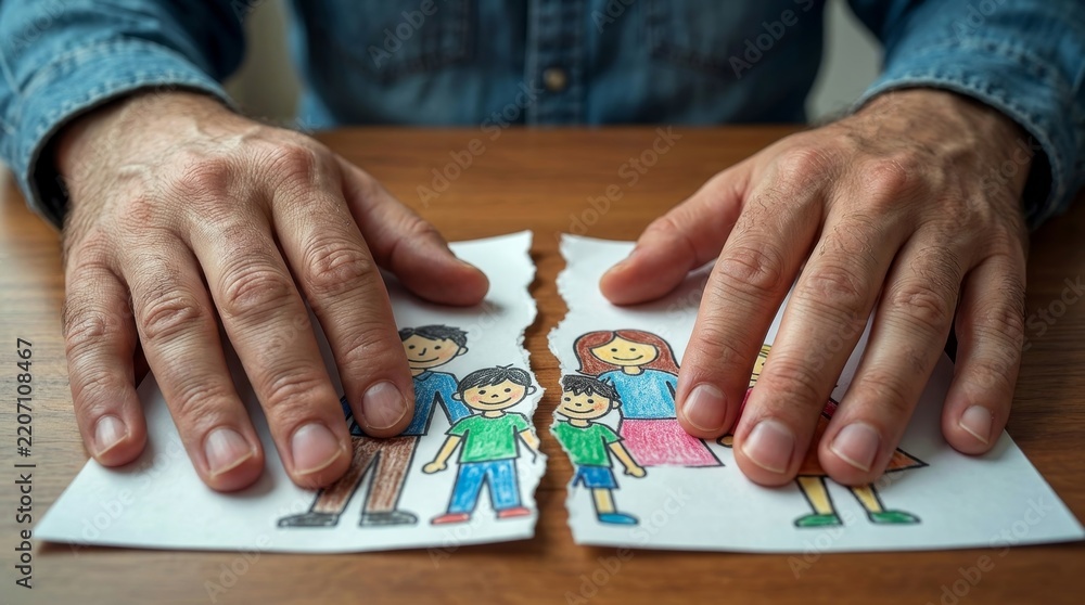 Obraz premium Problemática social por la custodia de los hijos, divorcios y problemas judiciales.