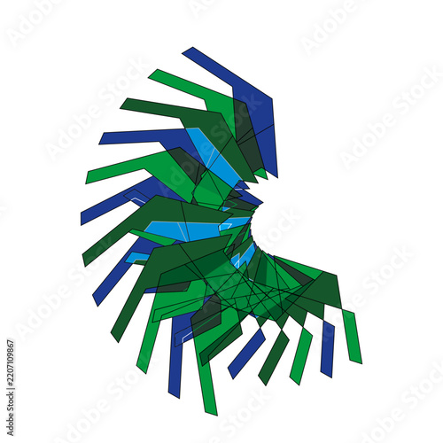 Abstract geometric green and blue vector pattern