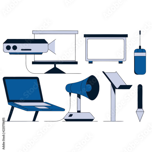 Modern Professional Presentation Equipment Vector Graphic