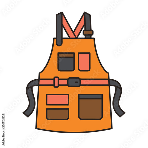 Orange apron with pockets and straps