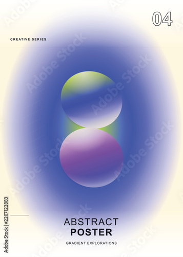 Gradient abstract poster vector, blue violet mesh blur spheres composition, modern minimal cover design for print and branding
