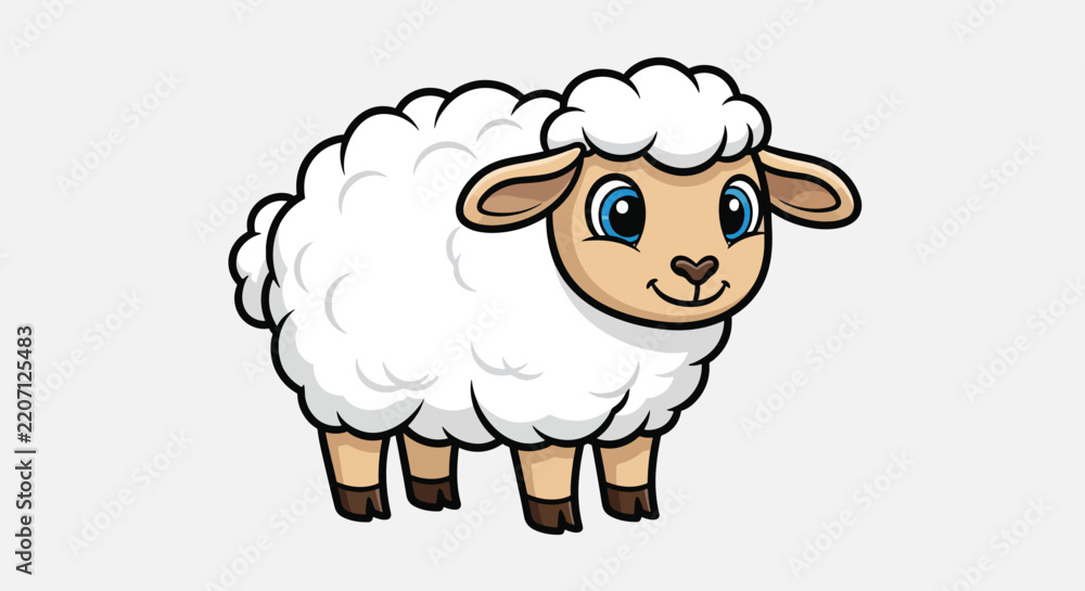Fototapeta premium Cute Cartoon Sheep Illustration 10.