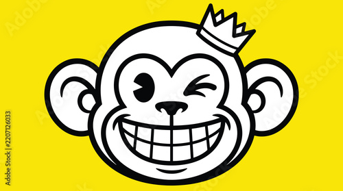 Funny Monkey King Cartoon Character with Crown.