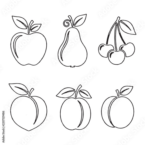 Silhouette art vector designs of various fruits