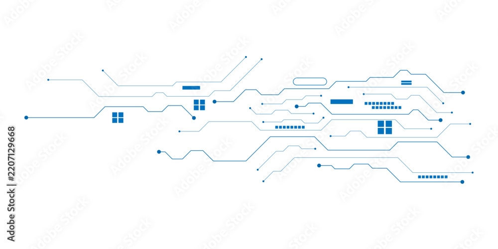 Obraz premium Abstract circuit board background, blue technology line art vector, digital electronic motherboard pattern for high-tech web design