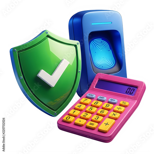 Digital security shield with mobile phone and verification checkmark