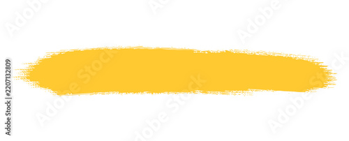 Yellow paint brushstroke texture. Warm acrylic banner streak vector.