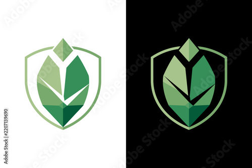 Abstract leaf and shield logo