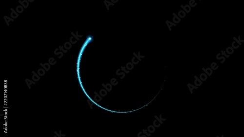 Futuristic Abstract Blue Glowing Light Ring Arc Motion Trail Forming a Circular Arc on a Dark Black Background for Technology and Digital Energy Concepts