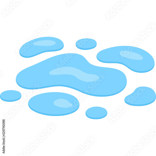 puddle cartoon flat hand drawn illustration