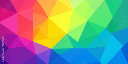Colorful abstract rainbow polygon vector background with gradient spectrum and modern low poly geometric design