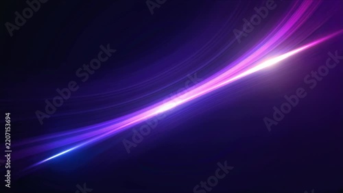 Glowing blue and purple streaks of light moving across dark motion video footage background