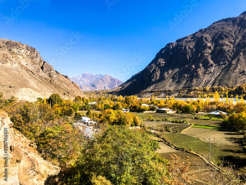 Golden fields and a peaceful village beneath the Hindu Kush peaks