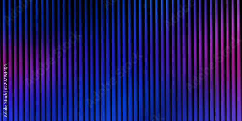 Vertical blue and purple neon light stripes for modern digital technology visual display.