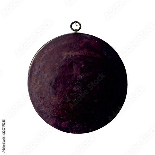 Weathered purple round pendant with metal ring