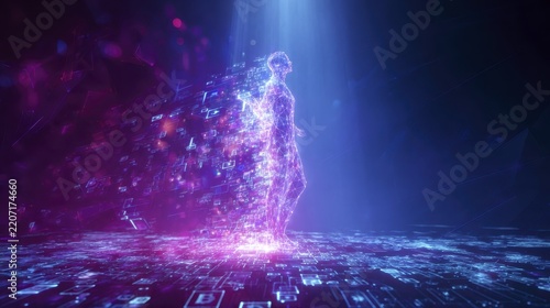Futuristic digital transformation concept with vibrant colors and abstract technology