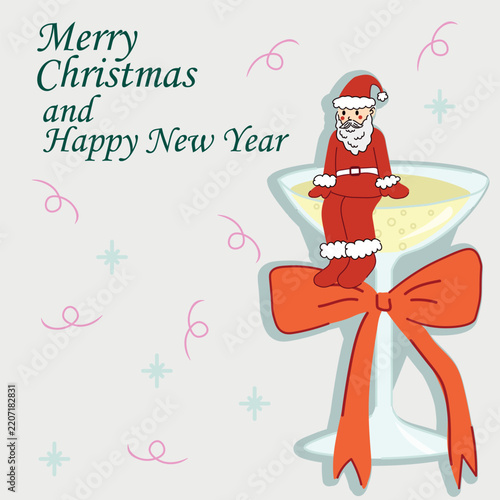Christmas card with Santa Claus