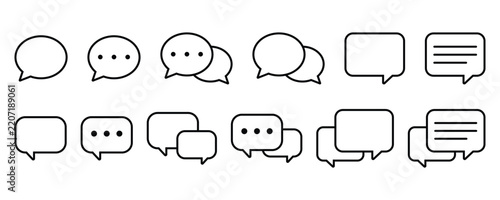 speech bubbles chat box outline icon set