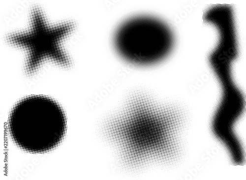 Halftone Shape Collection - Abstract Black Dot Gradient Textures And Effects