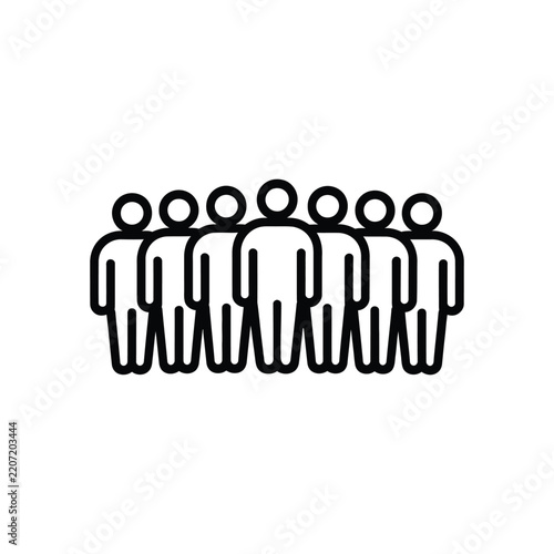 Group of people line icon representing teamwork, community, and leadership on white background