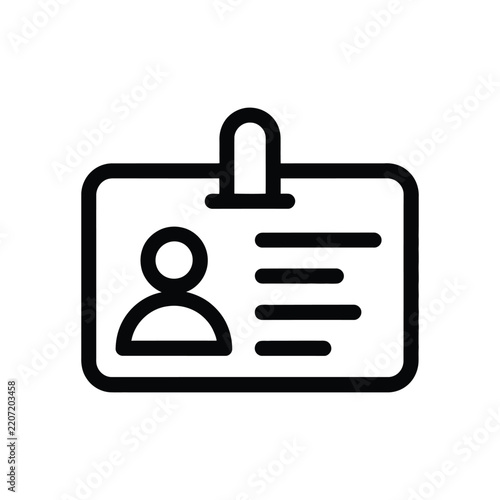 Identification card or name badge icon in outline style on white background