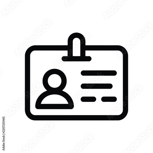 Id card icon with and text on white background for stock