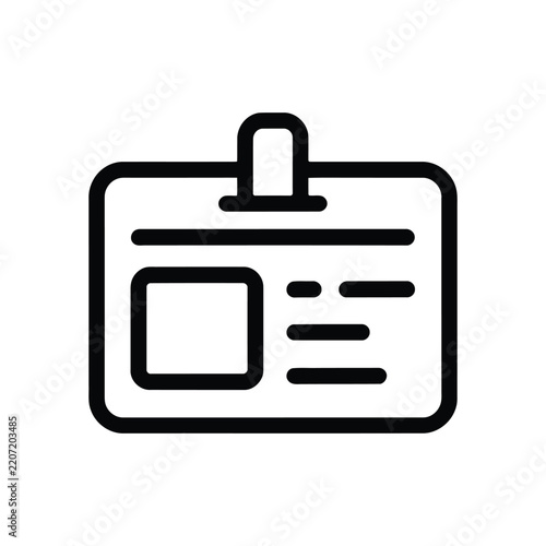 Identity badge icon illustration with place for and text fields