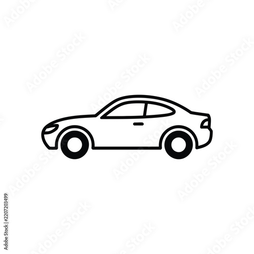 Isolated outline icon of a modern sports car with white background