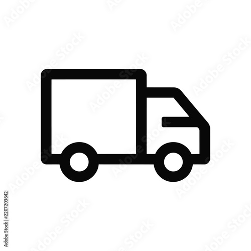 Simple delivery truck icon in black outline on white background