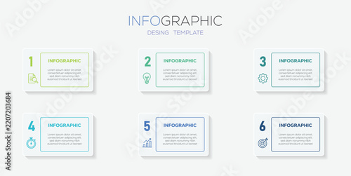 6 Step business timeline process infographic design template  and icon. Vector illustration
